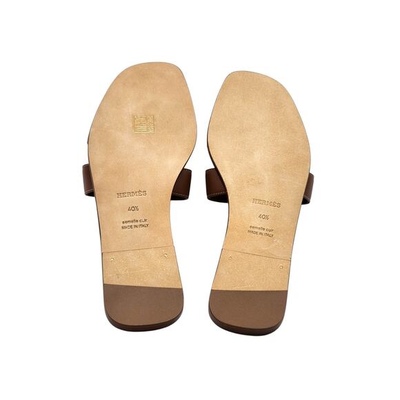 Hermes Oran Women's Leather Slide H Sandals Brown EU 40.5 US 10 - NWOB $840 - Picture 6 of 8